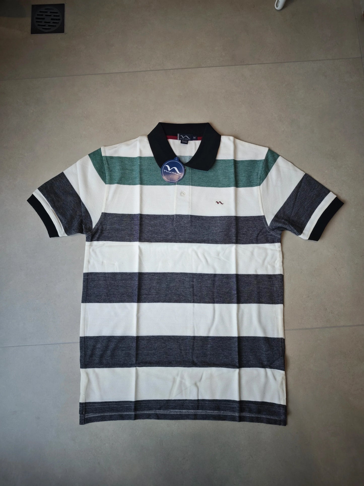 Long Sleeve Rugby Style Striped Polo Shirt - Heavyweight Cotton Wholesale