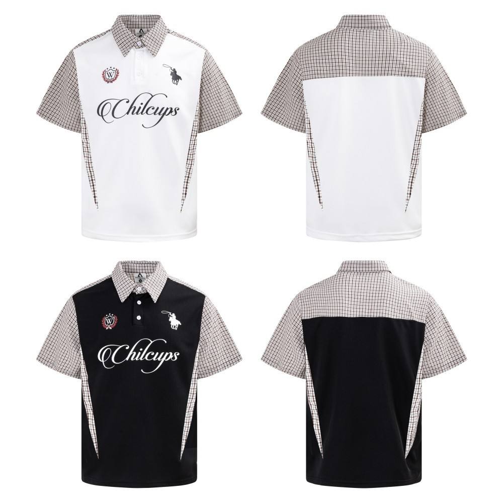 Premium Bespoke Contrast Polo Shirt | Plaid Spliced Performance Knit