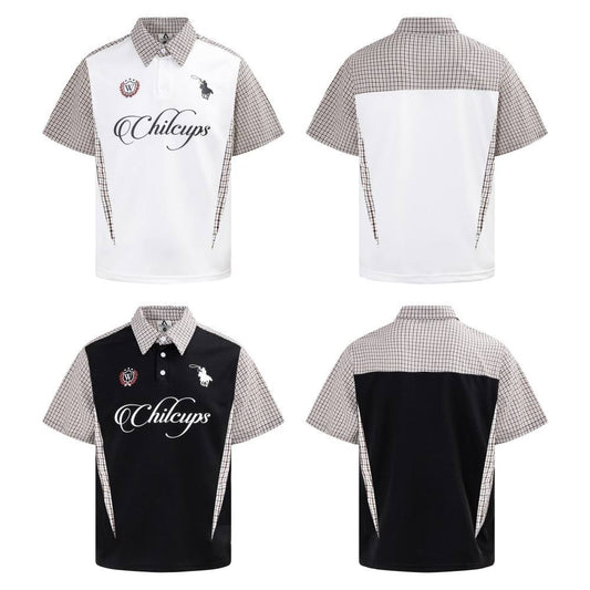 Premium Bespoke Contrast Polo Shirt | Plaid Spliced Performance Knit