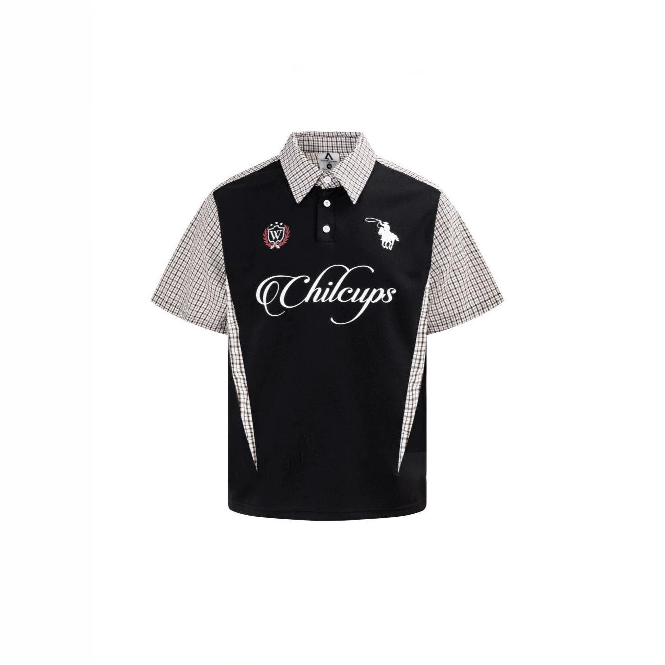 Premium Bespoke Contrast Polo Shirt | Plaid Spliced Performance Knit